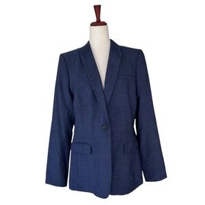 Banana Republic Blazer Size 16 Women's Long & Lean Single Button Wool Blue Work